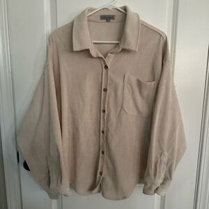 Wishlist Apparel Beige Oversize Women’s Button Down Corduroy Pants Size S/M